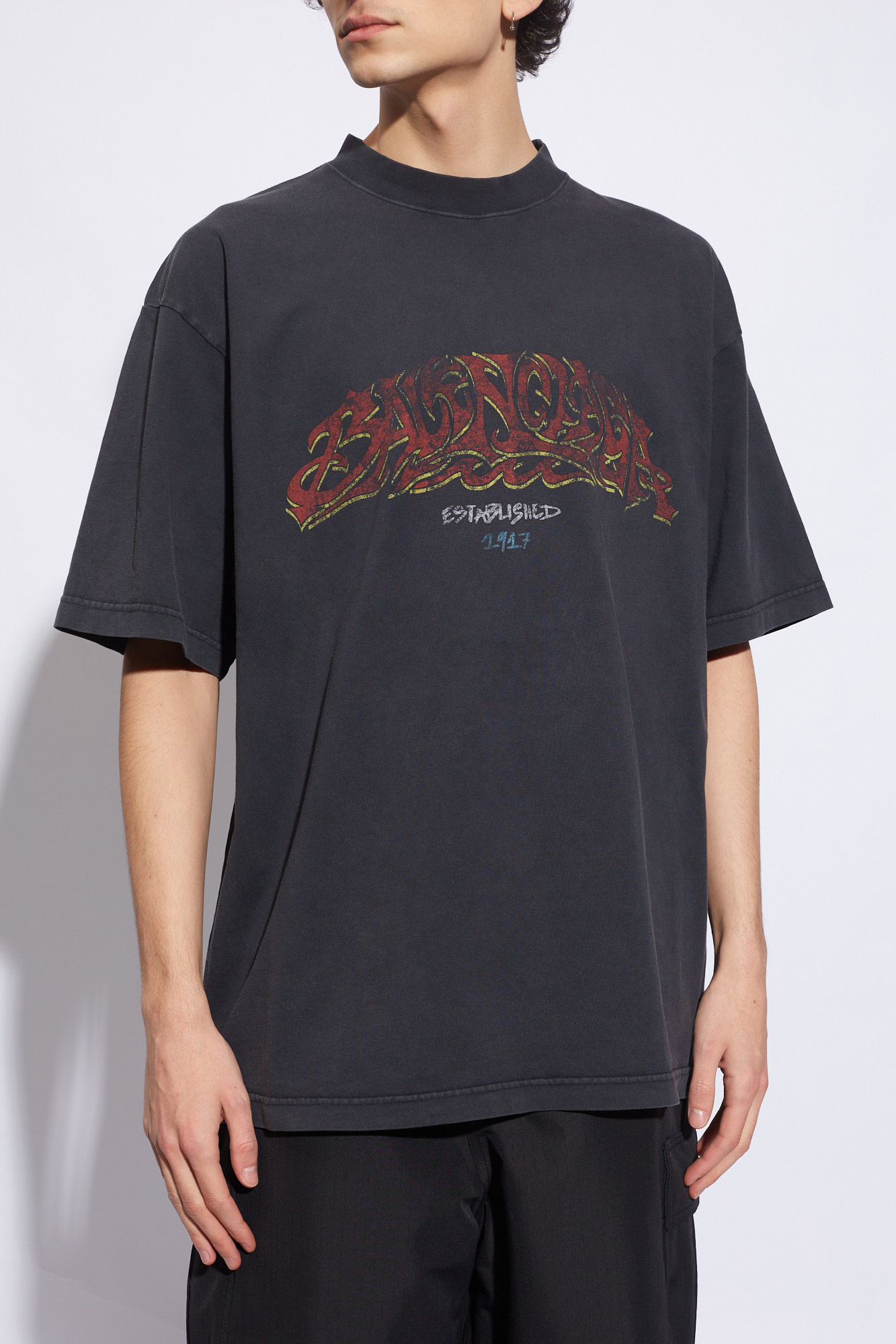 shirt Balenciaga - Black Printed T - SchaferandweinerShops